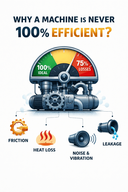 Why Machines Can Never Reach 100% Efficiency